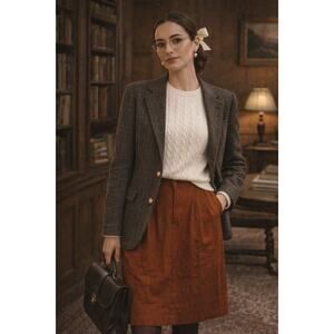 Vintage 1970s Sir for Her Academia Retro Pencil Skirt XS Rust Brown Old Money